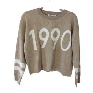 NWT Vigoss Nordstrom “1990” Oatmeal Crewneck Sweater Size Small preppy retro 90s